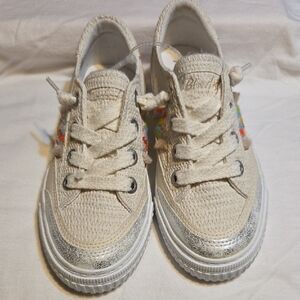 Blowfish Cream and Silver Sneakers with Woven Texture